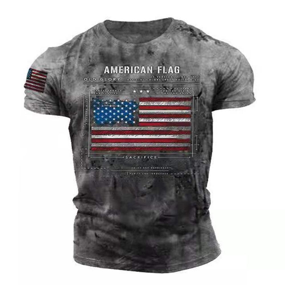 Summer Men's T Shirt 3D Printed American Top Short Sleeve Quick Dry Vintage T Shirt Men's O Neck Pullover Oversized Sportswear