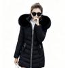 Women Mid‑Length Padded Coat Hooded Zip‑Up Warm Winter Quilted Parka Jacket
