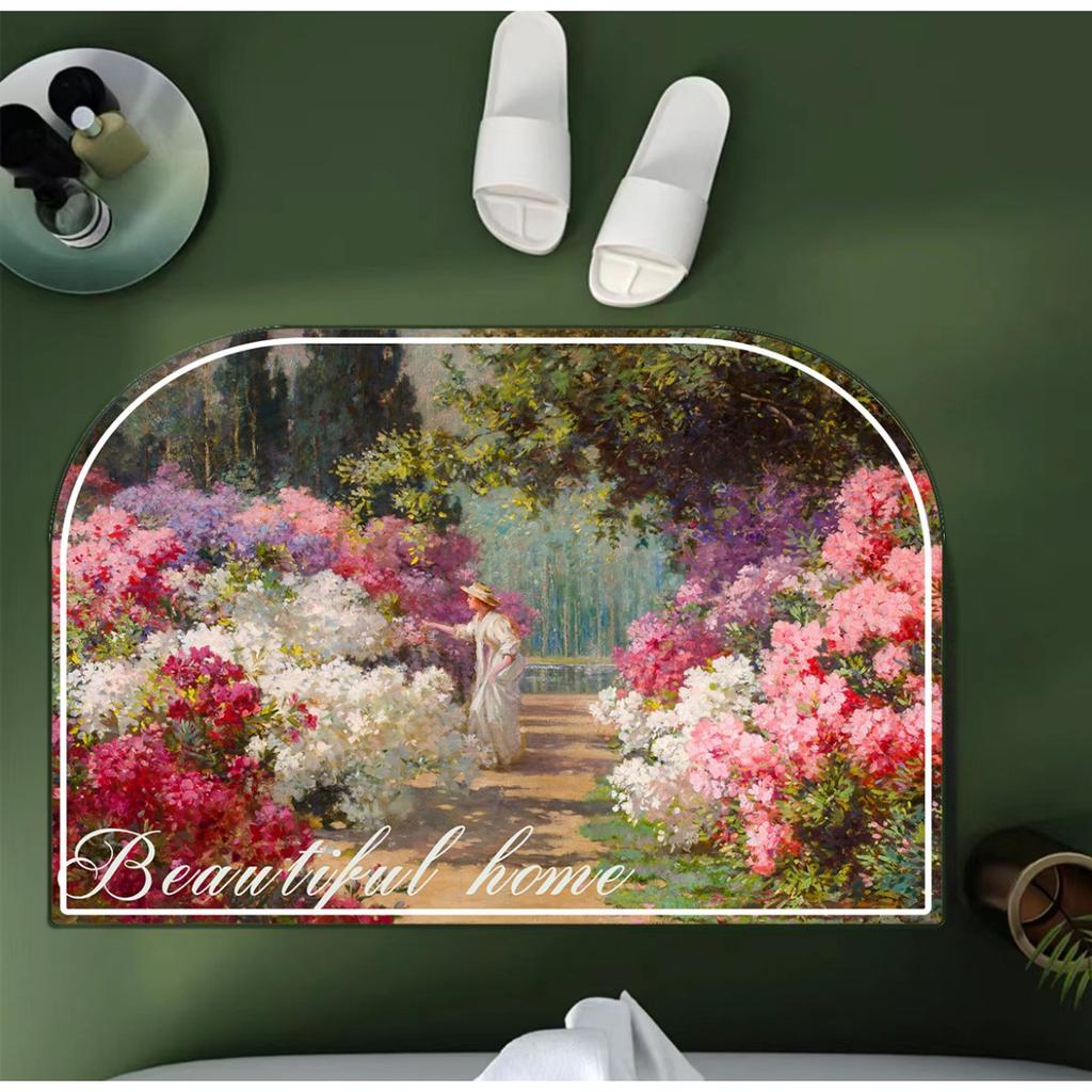 Oil Painting Wind Mat Absorbent Mat Cushioned Bathroom Foot Mat Bathroom Toilet Non-slip Absorbent Mat Carpet Door Mat Entry
