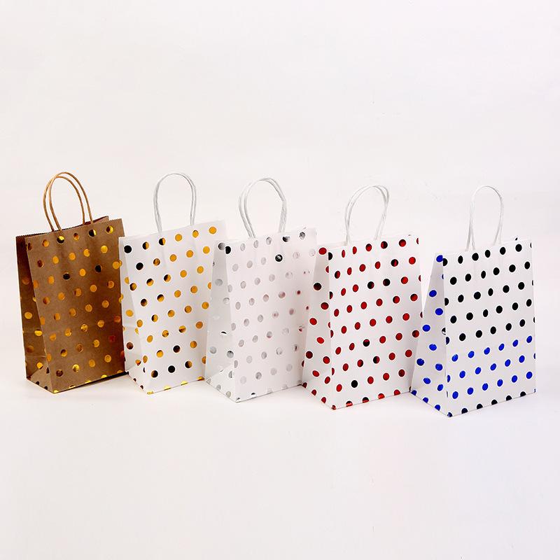 StoBag, Polka Foil Dot Gift Tote Bags, Stylish and Eco-Friendly Packaging, For Party, Birthday, Wedding, daily use, 12/30pcs