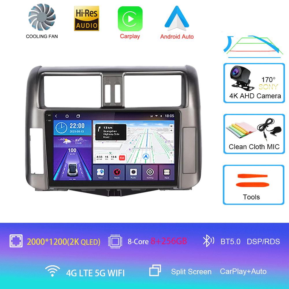 For Toyota Prado 2010-2013 Android 14 2din Car Radio Carplay Auto Stereo Radio GPS Navigation 4G WIFI DSP