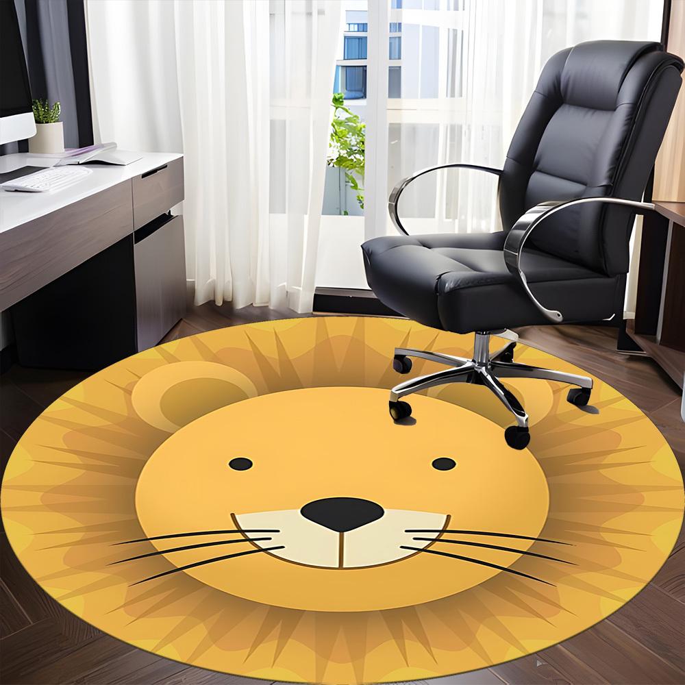 1pc Lion Face Chair Carpet for Office, Soft, Non-Slip Polyester Mat, Office, Living Room, Bedroom, Durable Polyester Yy251207147