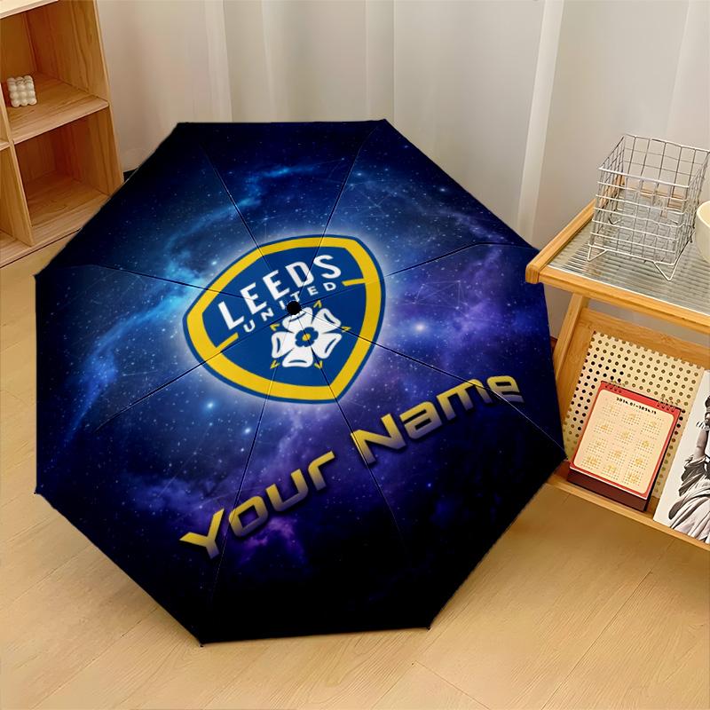 Ombrello Automatico a 3 Pieghe Leeds United Ombrello Pieghevole Antivento a 8 Stecche Protezione Sole Pioggia per Viaggi all'Aperto Uso Quotidiano