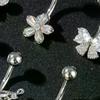 Stainless Steel Butterfly Flower Belly Button Ring Navel Piercing Ring For Women Girls Sexy Belly Piercing Ring Body Jewelry