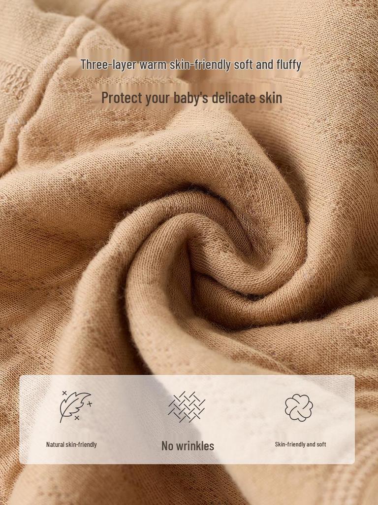 Unisex High Waist Cotton Baby Pants with Snap Closure and Open Crotch for Spring and Autumn