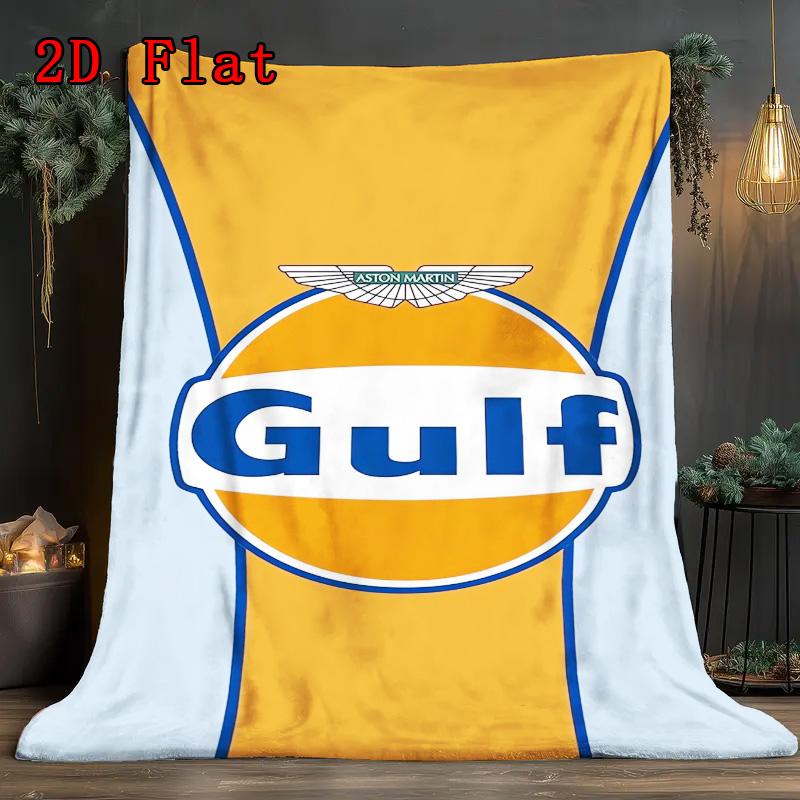 Vintage Gulf Oil Logo 2D Flat Pattern Flannel Blanket High quality All Seasons Warmth and Comfort Perfect for Christmas Gifts.MMT0918209