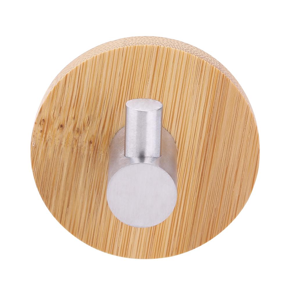 Natural Bamboo Stainless Steel Wall Hanger Hook Bag Key Towel Hanger Kitchen Single Hook