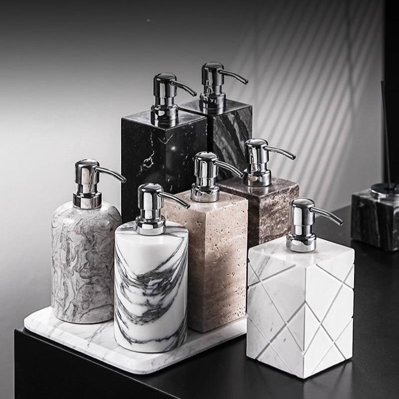 Creative Square Marble Lotion Bottle Hotel Bathroom Shampoo Refill Bottle Household Shower Gel Soap Dispenser Bathroom Accessory