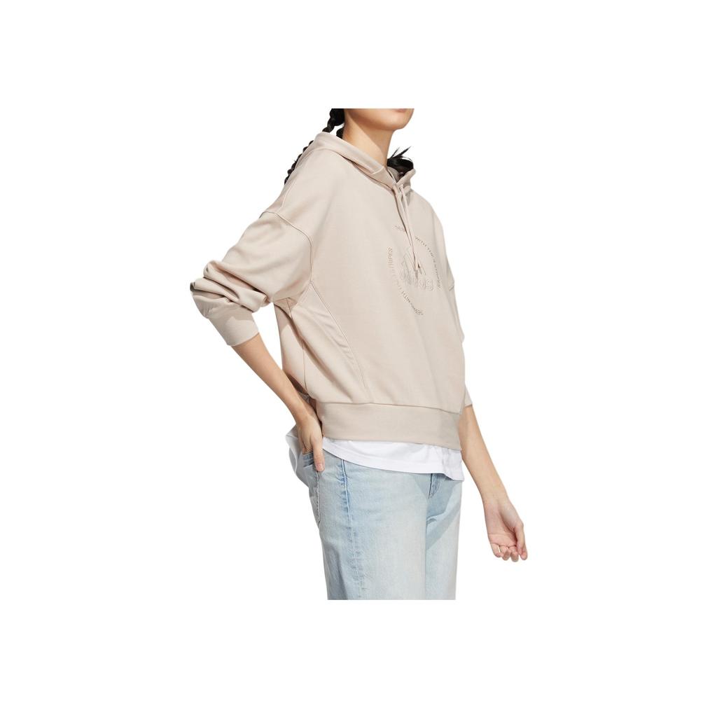 Adidas Brand Logo Embroidered Hoodie Long Sleeve Women Hoodie Apricot HY2831