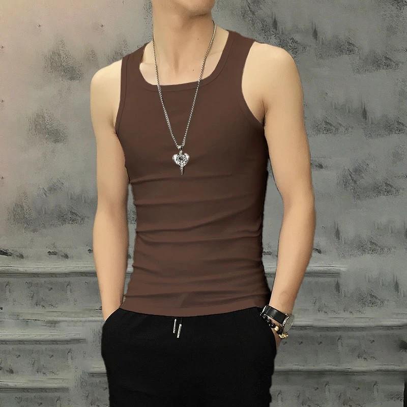 Herren Schnelltrocknendes Atmungsaktives Muskelaufbau-Tanktop - Eisseide Slim Fit, Elastisch, Rundhalsausschnitt, Große Größe.