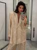 European and American Fashion Women's Sequin Suit: Versatile Sequin Top with Wide-Leg Trousers Set