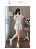 Petite Women's Trendy Black Short Sleeve Rhinestone Two-Piece Sportswear Set