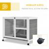 Small Animal Hutch with 2 Levels, 4 Wheels, Sealed Fir Wood, Grey