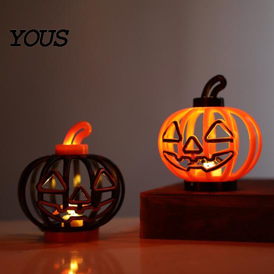 Battery Operated Pumpkin Light Halloween Lantern, LED Up Hollow Ornament, Table Centerpiece Statue with Warm for Indoor Outdoor Party Decor