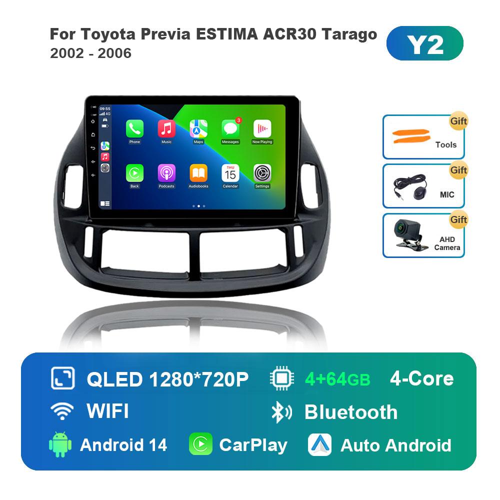 Car Radio Multimedia Player Android 14 for Toyota Previa ESTIMA ACR30 Tarago 2002 - 2006 GPS 4G WiFi Bluetooth Split Screen