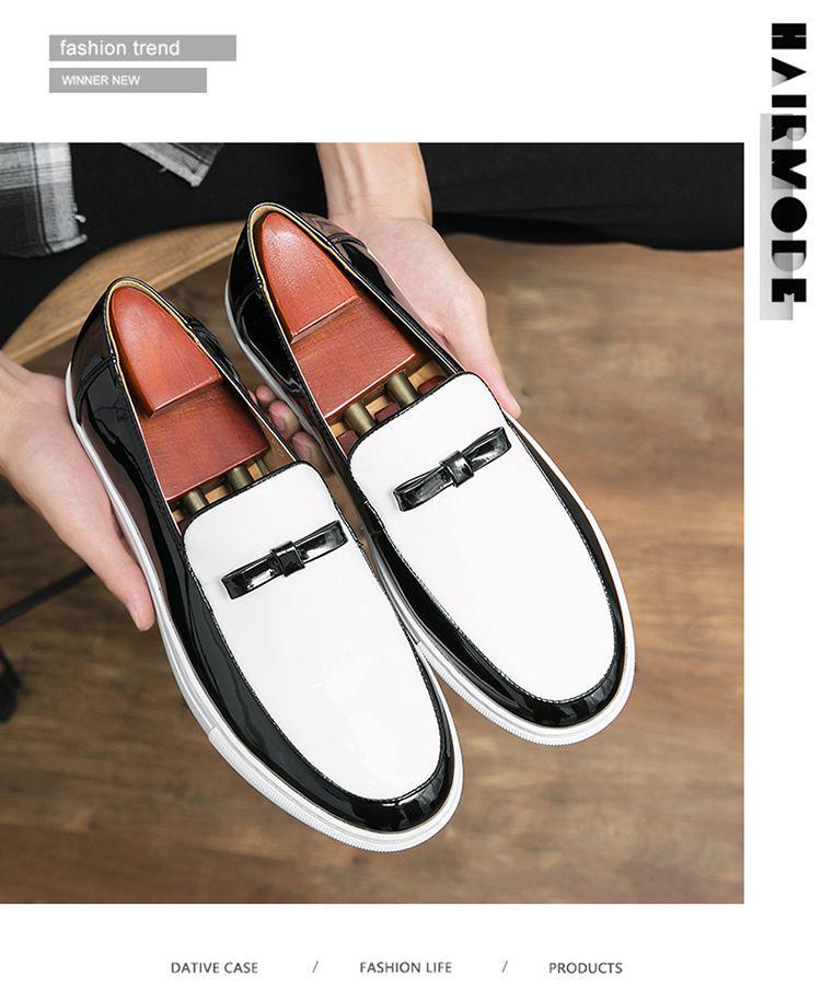 Men's Trendy Color-Block Leather Loafers: Breathable, Casual, and Stylish for Business or Weddings