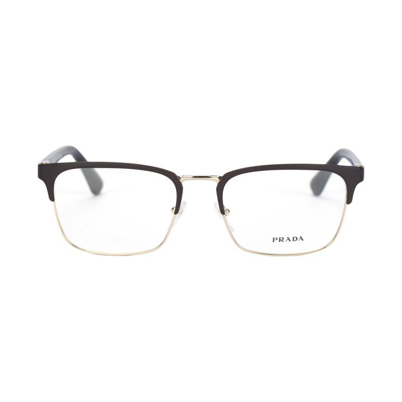 Prada Optical Glasses Letter Temples, Alloy, Square, Glasses, Same Style for Men and Women Gold 55 In Original Box and Bag