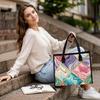 Fashion Geometric Marble Pattern Tote Bag Casual Daily Portable Handbag for Women