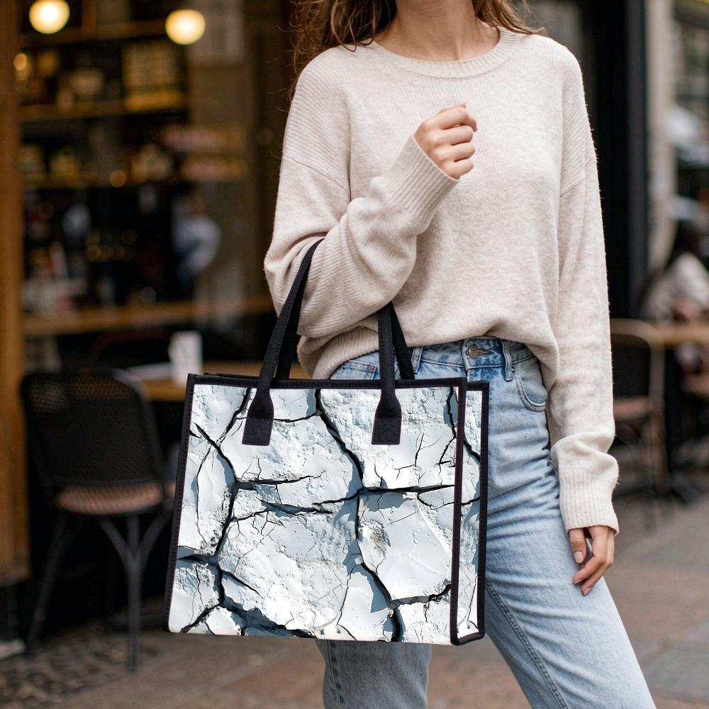 Crack Pattern Tote Bag Fashion Casual Large Capacity Daily Shoulder Handbag