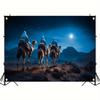 A Christmas Banner with the Traditional Christmas Journey of the Three Wise Men for a Winter New Year Epiphany Party