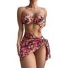 Swimsuit Women's Split Metal U-shaped Bikini Three-piece Printed