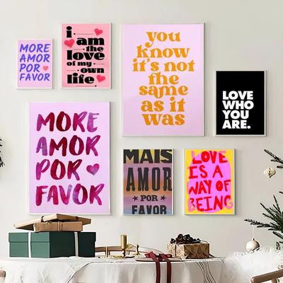 1pc Maximalist Sunshine More Amor Yellow Love Quote Poster Paper Print Home Bedroom Entrance Bar Cafe Art Painting Decoration
