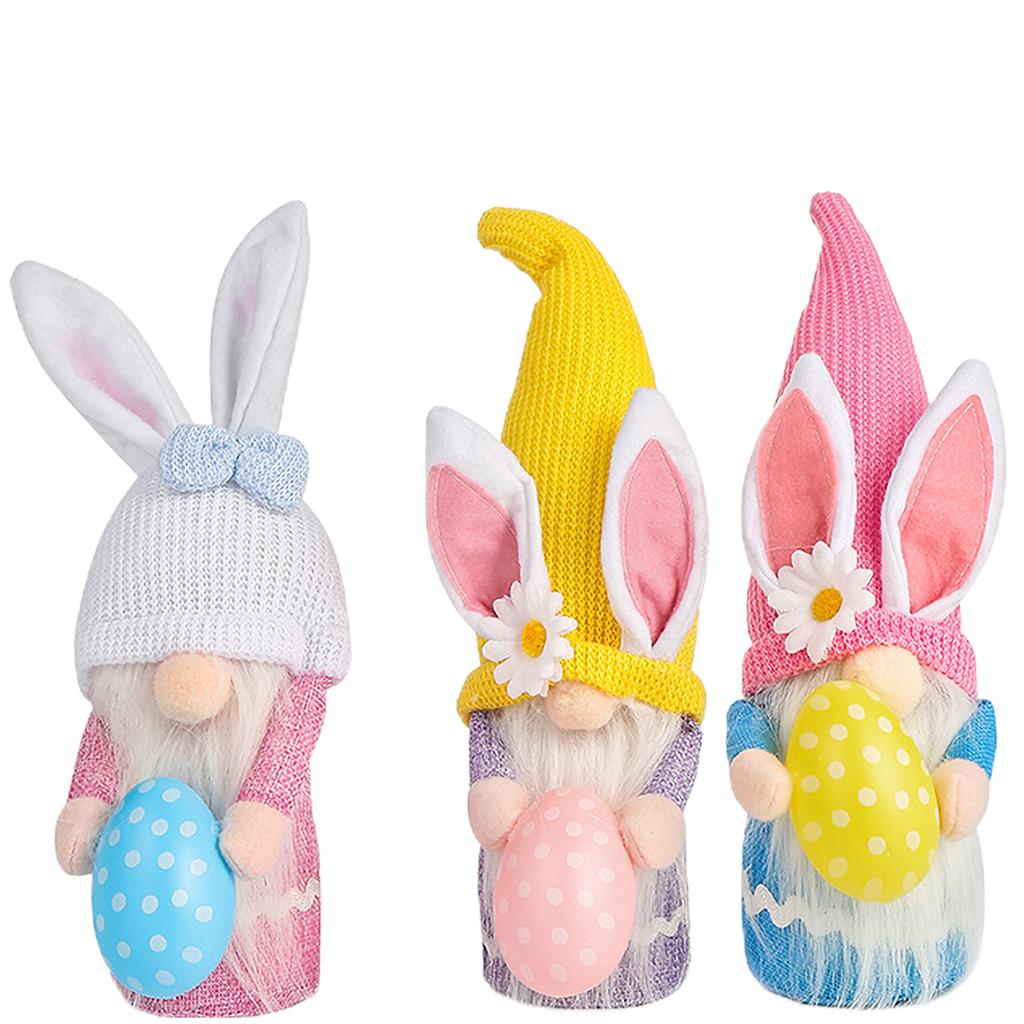Frohe Ostern Dekoration Gesichtsloser Zwerg Plüschpuppe Mit Hasenohren Osterhase Zwergpuppe Hält Ei Geschenk Für Kinder Mädchen