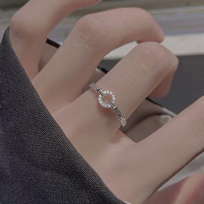 Mikro-Setting Funkelnder Diamant O-Ring Damen Nischen-Design Koreanische Version von Personalisiertem Einfachem Ring Offener Zeigefinger Ring Schmuck
