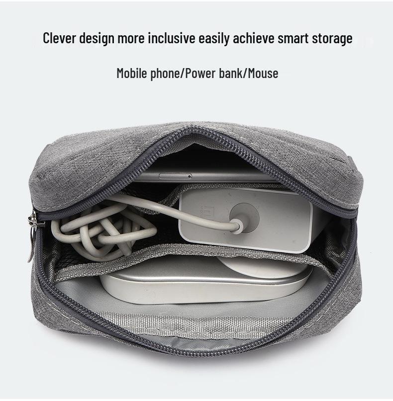 Water-resistant Cationic Portable Power Bank & Cable Storage Pouch for Digital Accessories