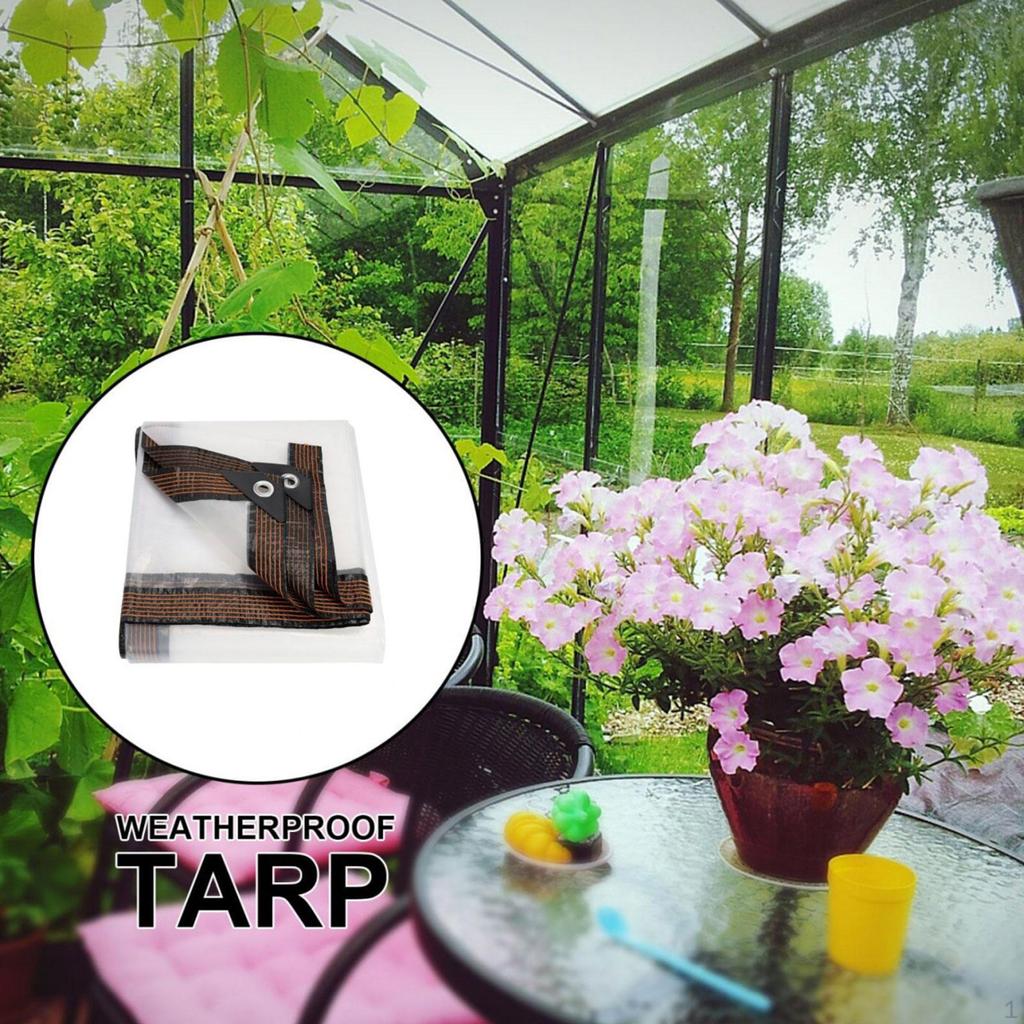 Transparent Tarpaulin Clear Tarp Anti Tear Easy Installation Convenient with Eyelets Waterproof