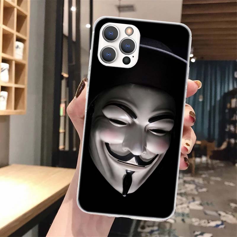 Anonymous V for Vendetta Mask Soft Phone Case For iPhone 17 Air 16 16E 15 14 Plus 13 Mini 12 11 Pro Max X XR XS 7 8 + SE 2020 Pa