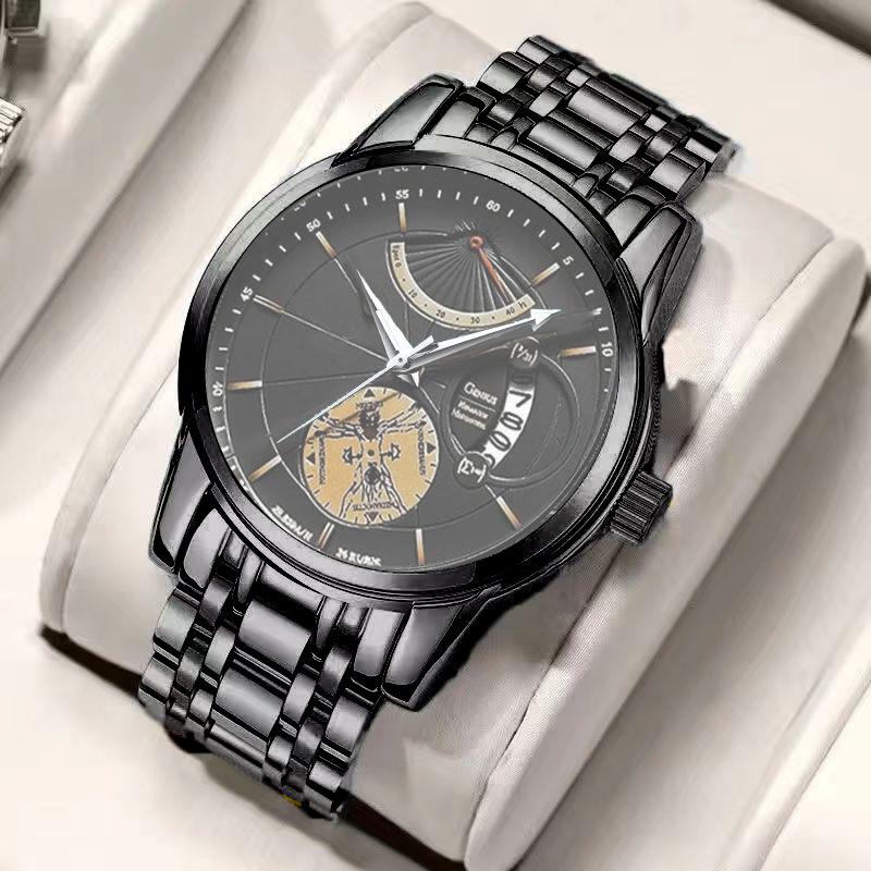 Men's Watch Sports Brand Light Luxury Trendy Stainless Steel Waterproof Fully Automatic Quartz Male Fashion Clock Watches