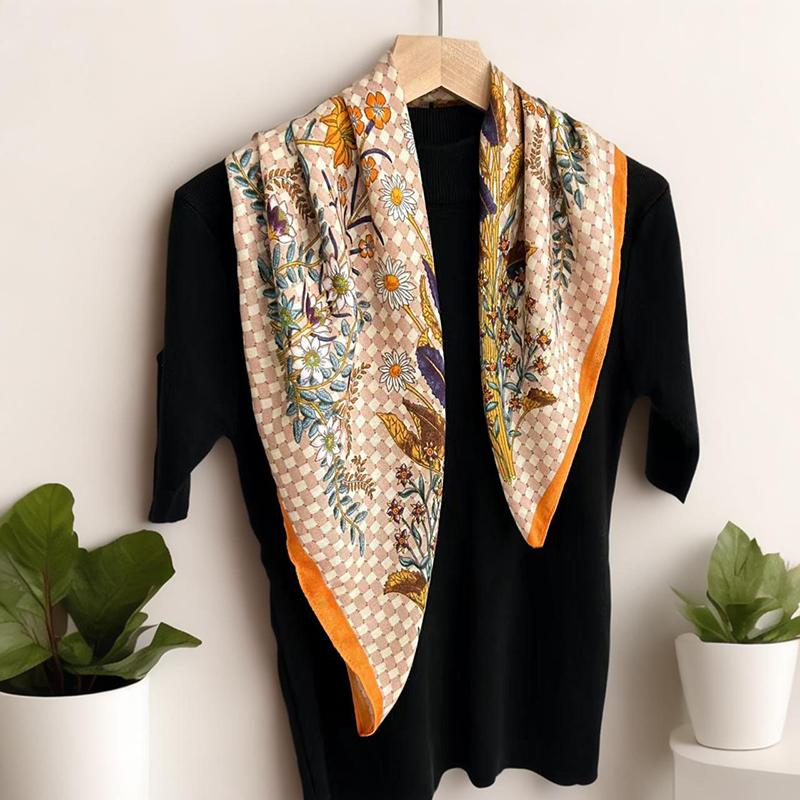 

70Cm Multifunctional Square Scarf For Women Hijab Small Neck Tie Hand Wrist Kerchief Breathable Headband 02