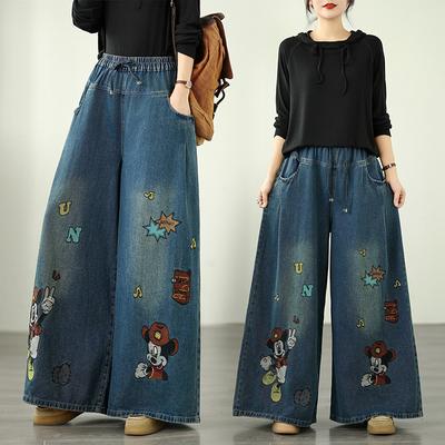 DIMANAF 2025 Νέο Βασικό Ελαστικό Τζιν Παντελόνι Harlen Γυναικείο Φαρδύ Τζιν Παντελόνι Μεγάλο Casual Μπλε Παντελόνι 2501