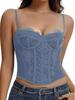 Spicy Girl Eyelash Lace Trim Slim Fishbone Corset Camisole