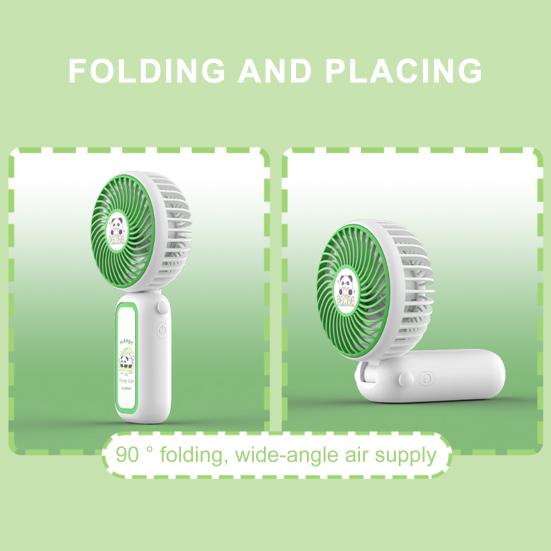 Cartoon Panda Folding Handheld Fan 3 Speed Hanging Neck Fan Portable Travel Outdoor Summer Small Personal Desk