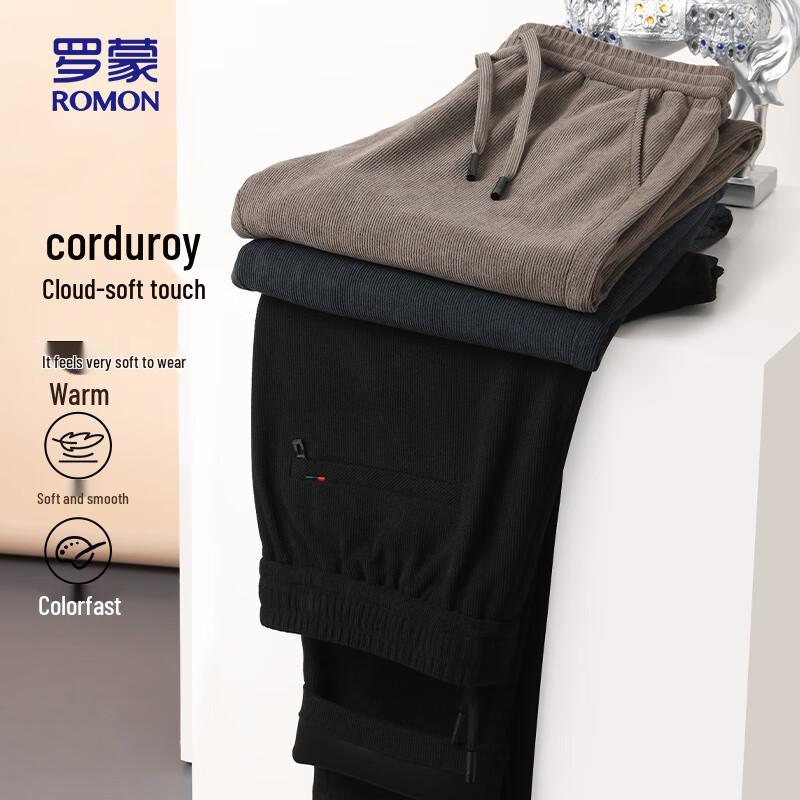 ROMON Men's Straight-Leg Warm Casual Pants