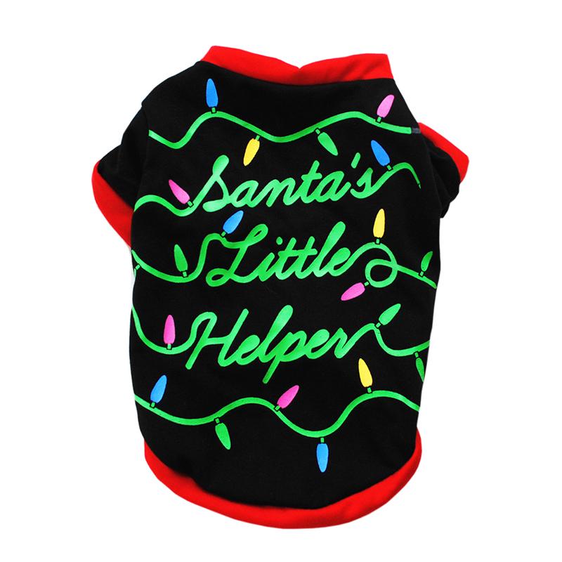 Nowy Rok Print Pies Kot Koszulka Boże Narodzenie Bawełna Ubranka dla Zwierząt Ubrania dla Małych Psów Szczeniak Chihuahua Swetry Masscota płaszcz pies