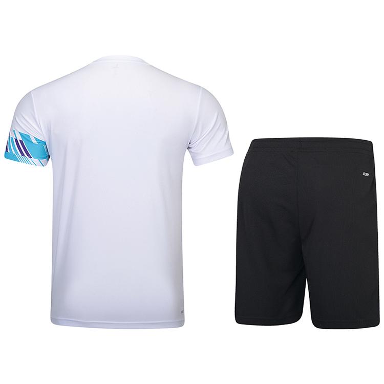 Li Ning Badminton Series Printed V-Neck Breathable Versatile Short Sleeve T-Shirt And Mid-Rise Shorts Casual Sports Set Unisex Sports Set AATU053-2