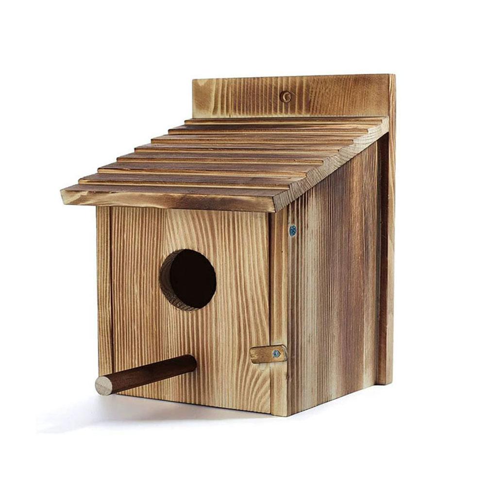 Creative Solid Wood Hummingbird House Outdoor Wooden Bird Nesting Box Hanging Birdhouse Feeder for Garden Yard Patio Decoration