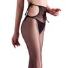 Sexy Women 640 Pin Oil Glossy Shiny Pantyhose Lace Up Bandage Shaping Stocking Thin Smooth Tights Maid Pantyhose Open Crotch