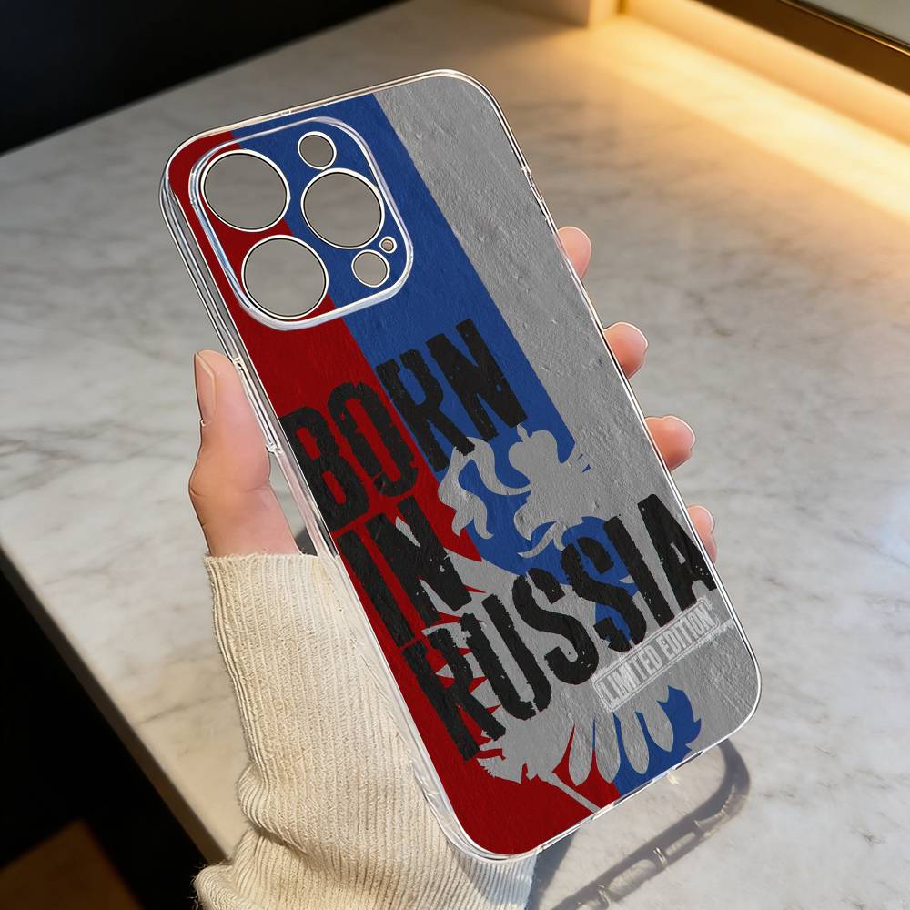 Russia F-Flag National Emblem  Phone Case For iPhone 17 16 15 14 13 12 11 Mini Pro Max Plus Transparent Cover