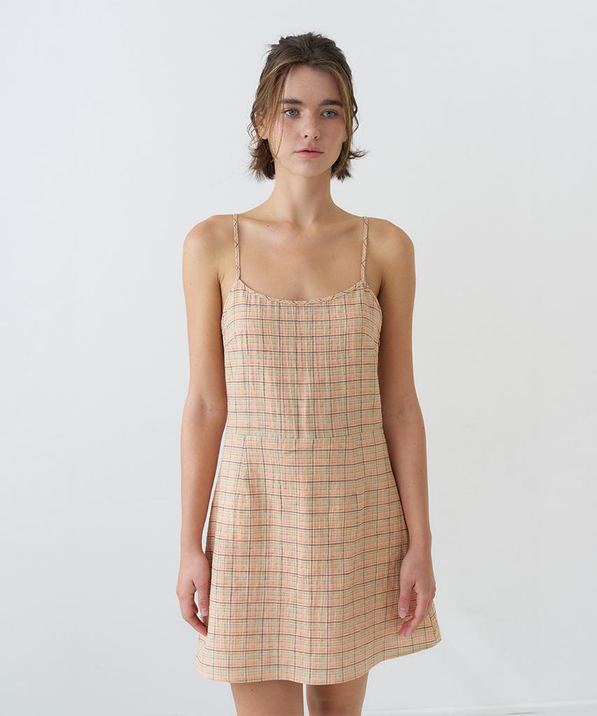 VEM.VER Check Strap Sleeveless Dress_Apricot
