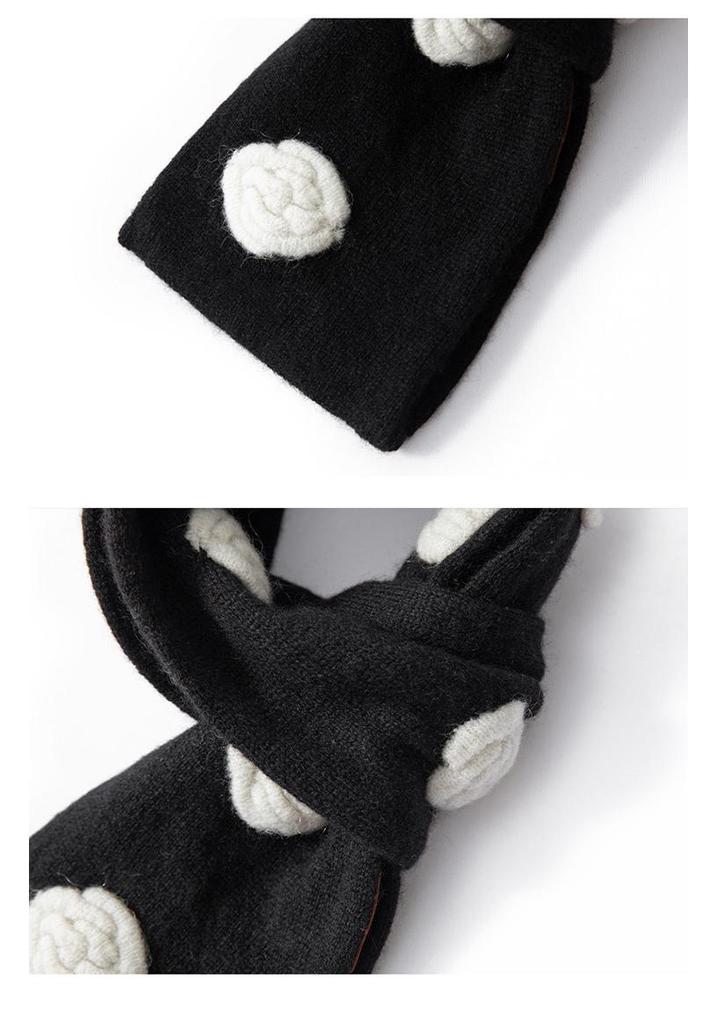 Unisex 100% Cashmere Camellia Flower Neck Warmer Scarf