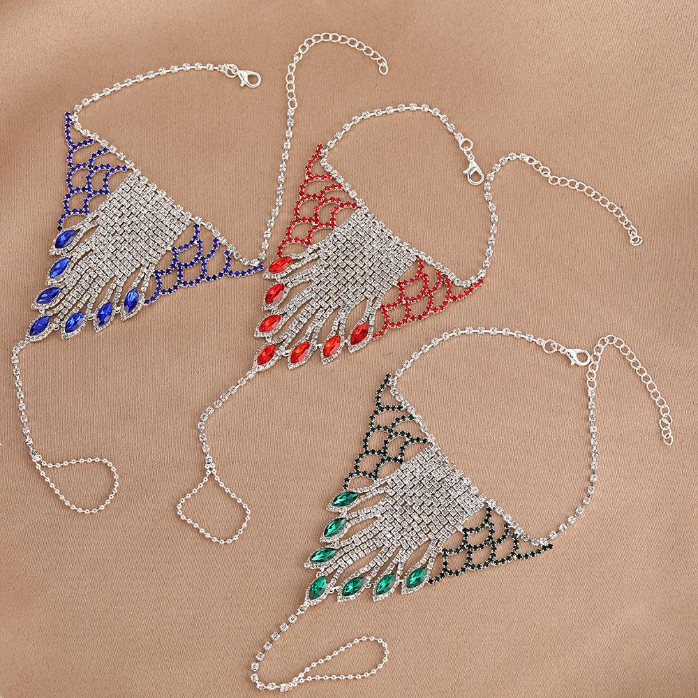 Hot-Selling Rhinestone Foot Jewels: Multi-Layer Anklet & Finger Tassel for Beach, Bridal, and Versatile European/American Fashion