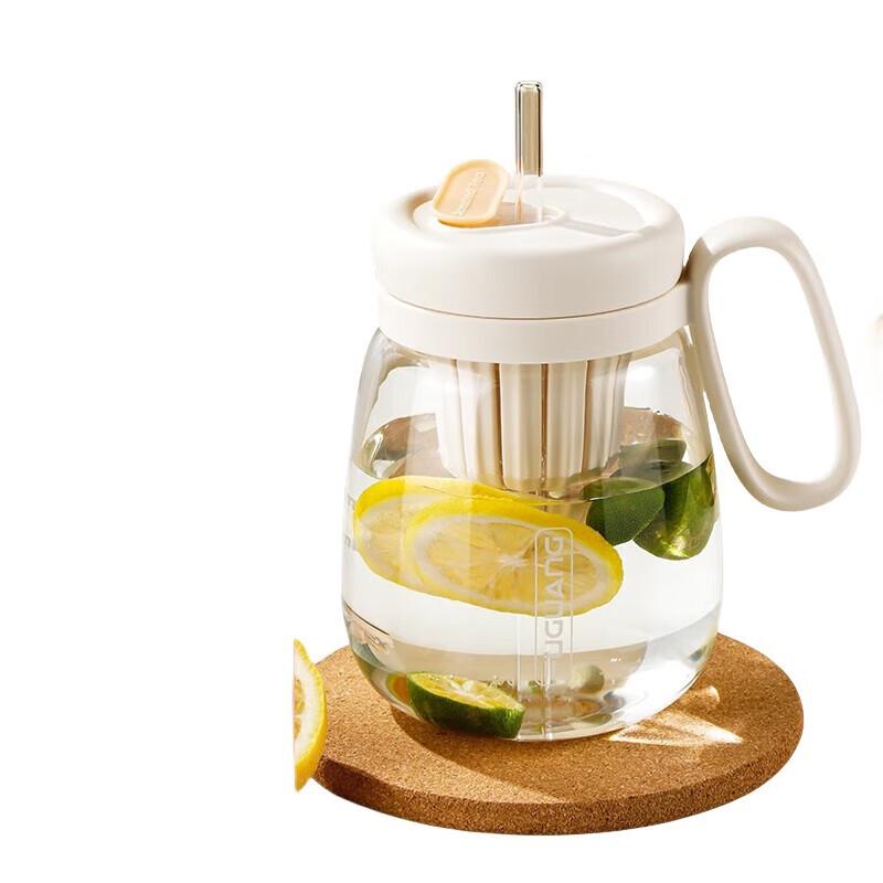 FUGUANG Large Capacity Glass Tea Cup with Straw