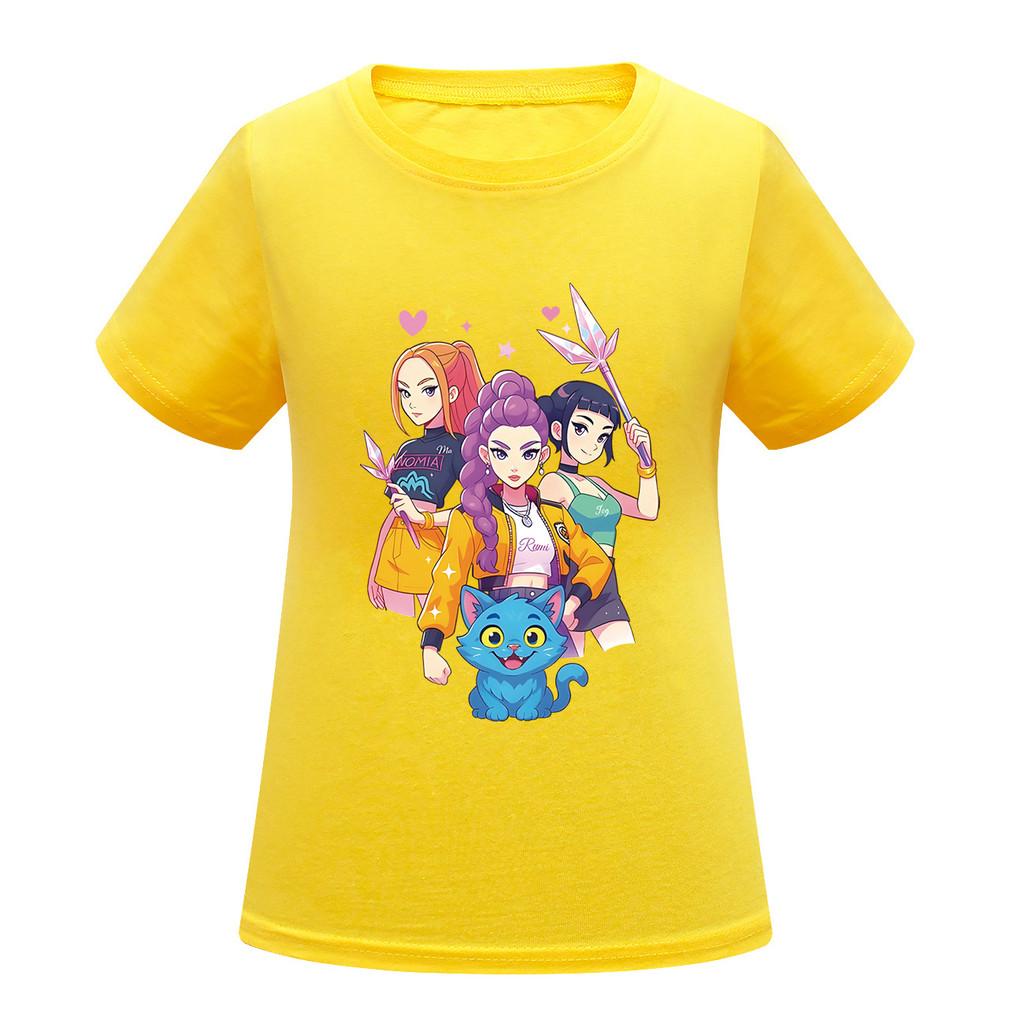 Kids Girls Anime Cartoon K-POP Rumi Zoey Mira Printed Casual Short Sleeves T-Shirt Top