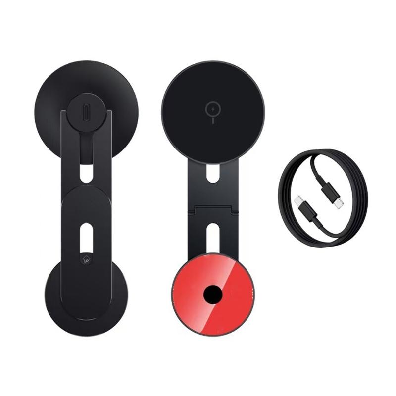 1 Set 360 Degree Rotating Metal Phone Holder Wireless Charging Dock Foldable with Cable For Multi Angle Viewing