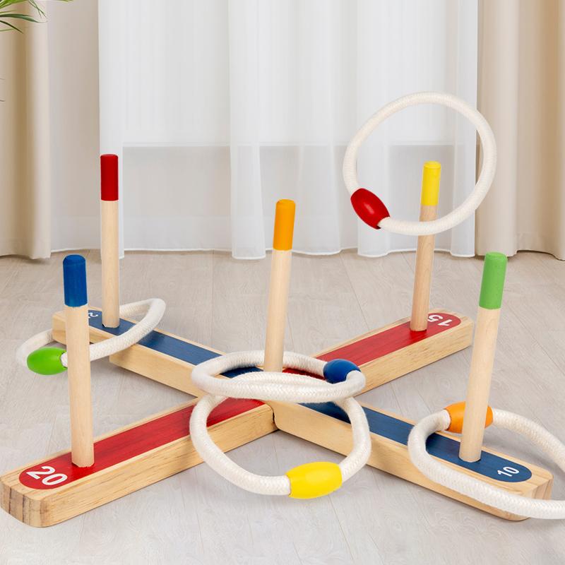Holzringspiel-Set - Gruppenaktivität Zweipersonen-Wettkampf-Punktespiel Kinder-Hand-Auge-Koordination Und Wettkampfspiel