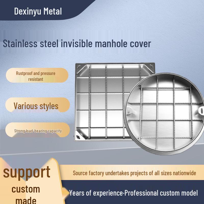

304 Stainless Steel Decorative Invisible Manhole Cover for Sewage and Gas 1 piece